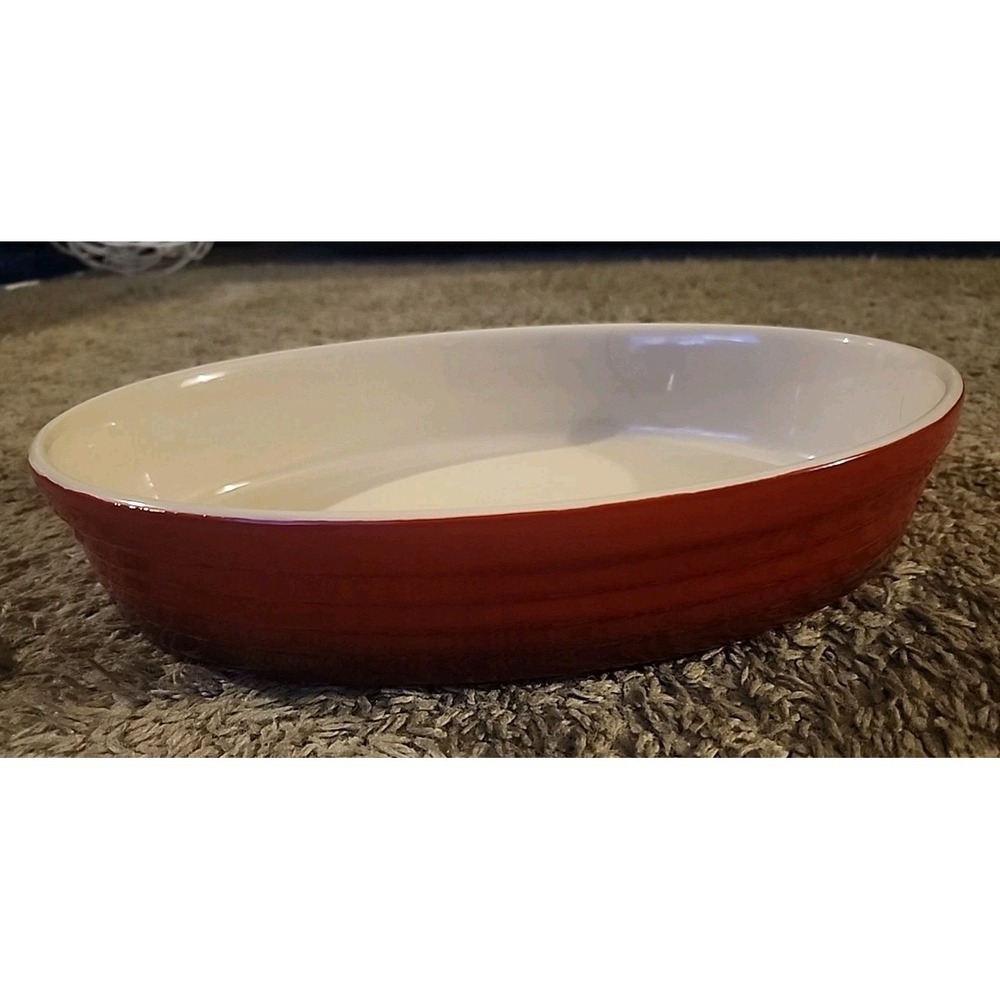 Mayfair & Jackson Oval Baking Dish  Cherry Red Cerise Stoneware Casserole 11X8x2